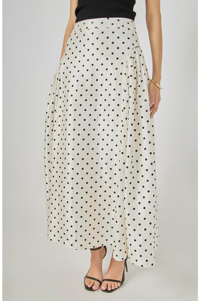 Polka Dot Maxi Skirt, Alternate, color, OFF WHITE
