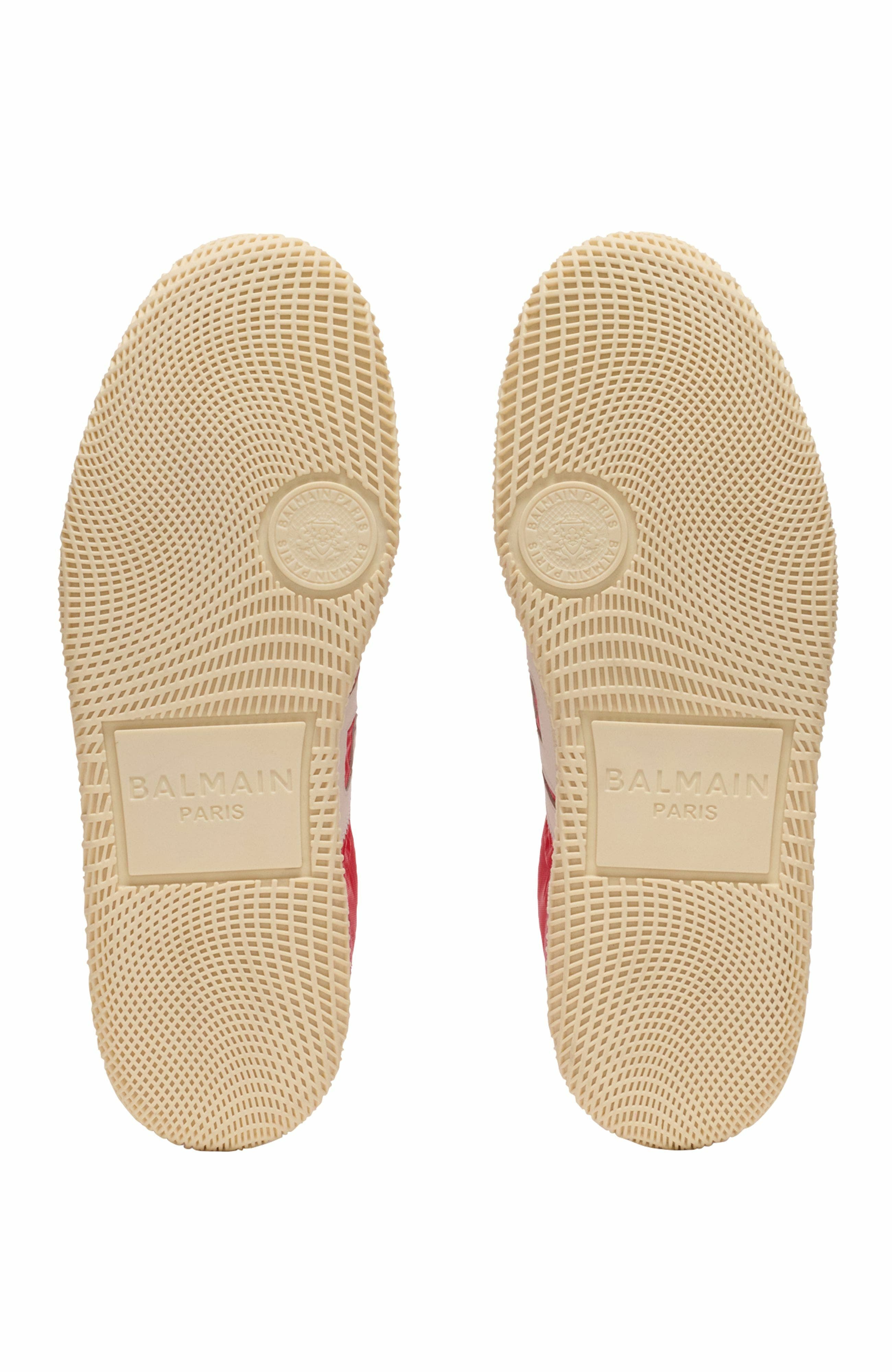 Balmain Swan Trainers In Suede And Nylon, Alternate, color, Red