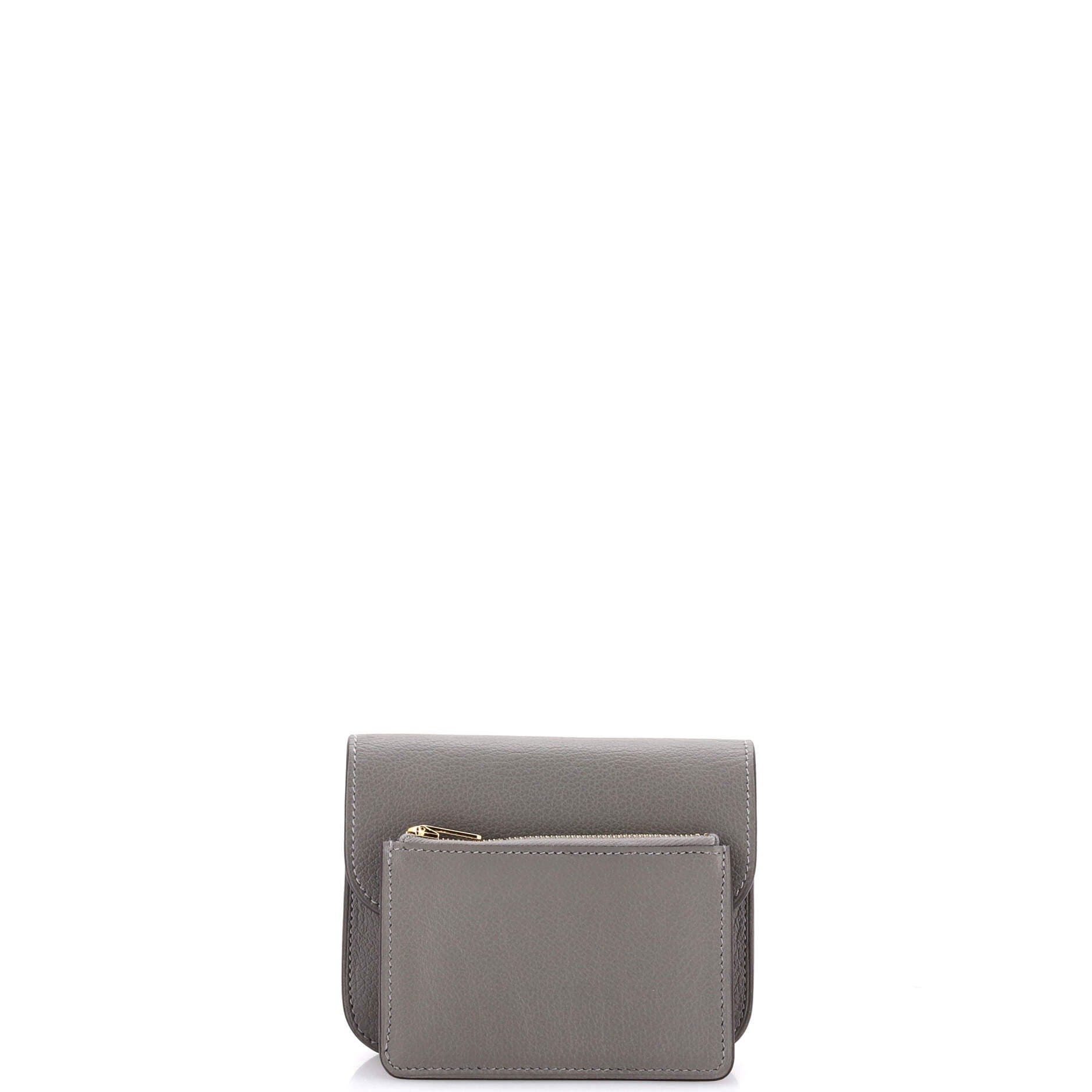 Pre-Owned Hermes Constance Slim Wallet Evercolor, Alternate, color, Gris Meyer