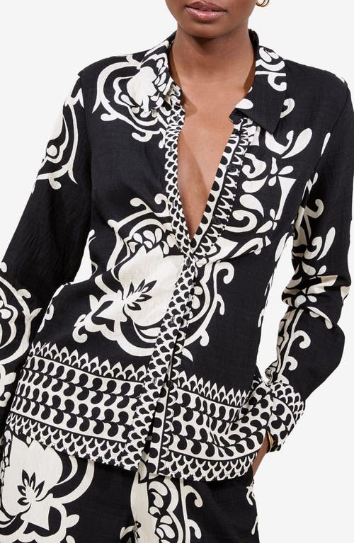 Lipsy Mono Placement Print Button-up Shirt