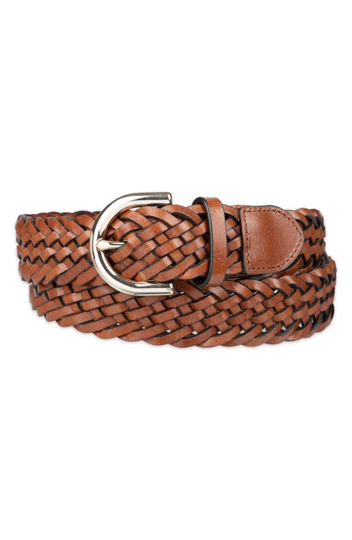 Cole Haan Braided Leather Belt In Brown