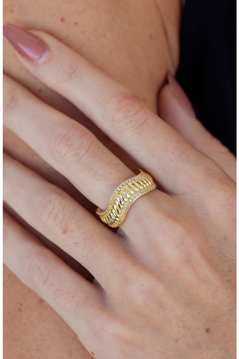 CZ Wave Textured Ring, Alternate, color, YELLOW