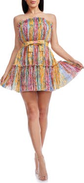 Dress the Population Petra Metallic Strapless Cocktail Minidress