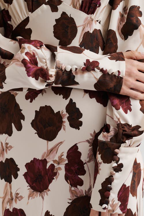 Malina Alize Long Sleeved Satin Maxi Dress In Red