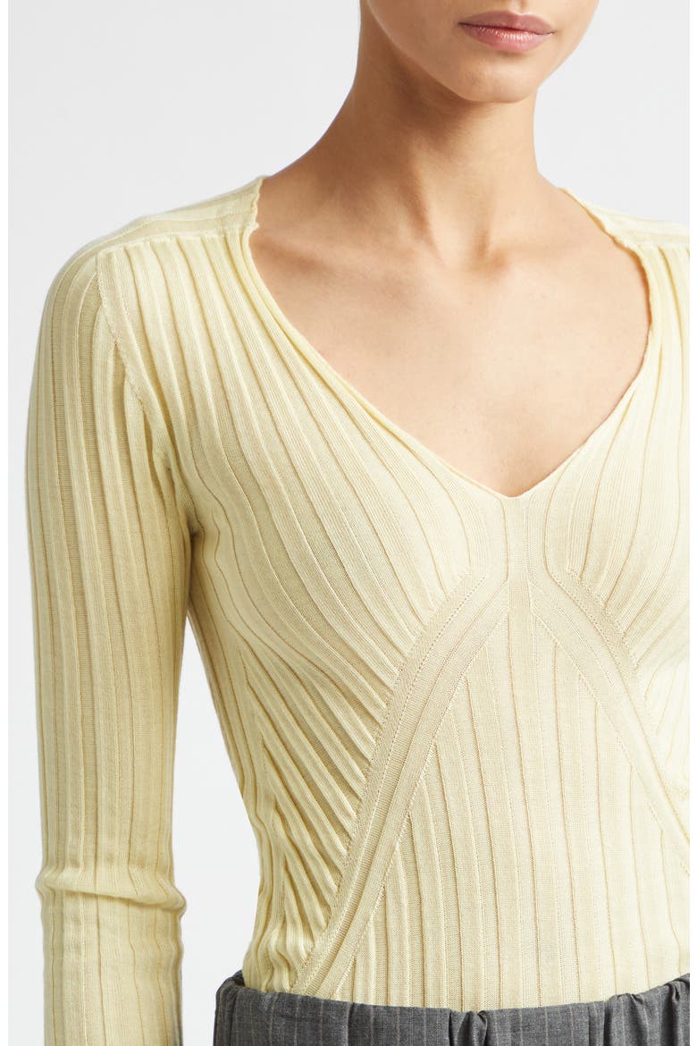 Engineered Cashmere & Silk Rib Sweater, Alternate, color, LIME WASH