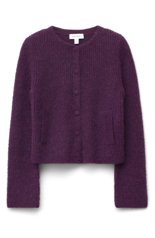 & Other Stories Fuzzy Rib Wool & Alpaca Blend Cardigan In Purple
