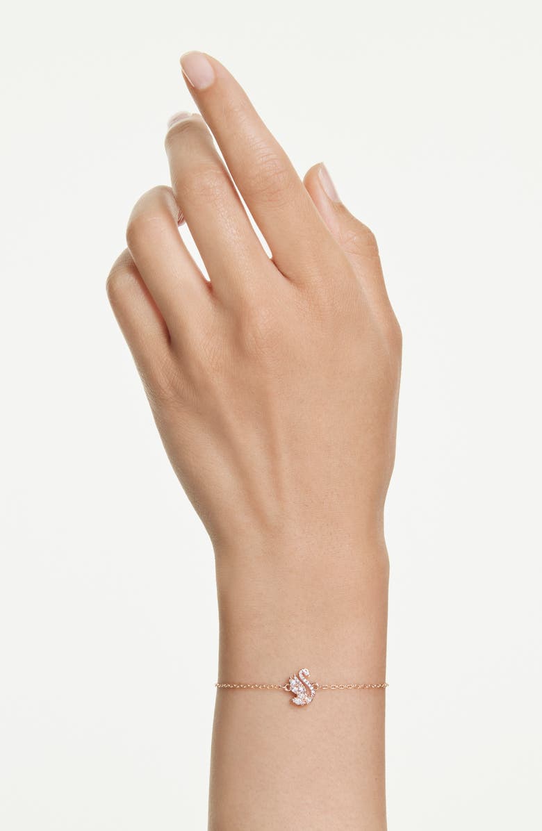 Swarovski Swan Bracelet, Alternate, color, Rose Gold/ White