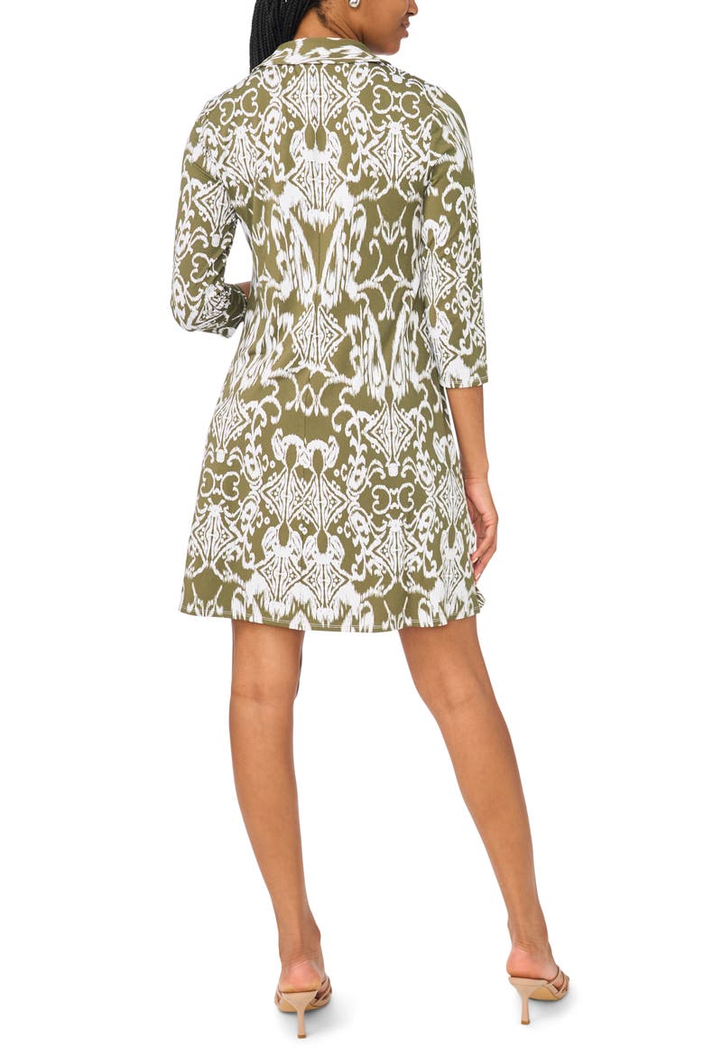 Quarter-Zip Collared Swing Dress, Alternate, color, WINTER MOSS