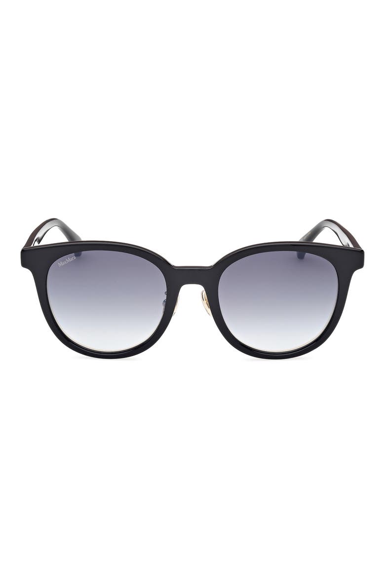 54mm Round Sunglasses, Main, color, SHINY BLACK / GRADIENT SMOKE