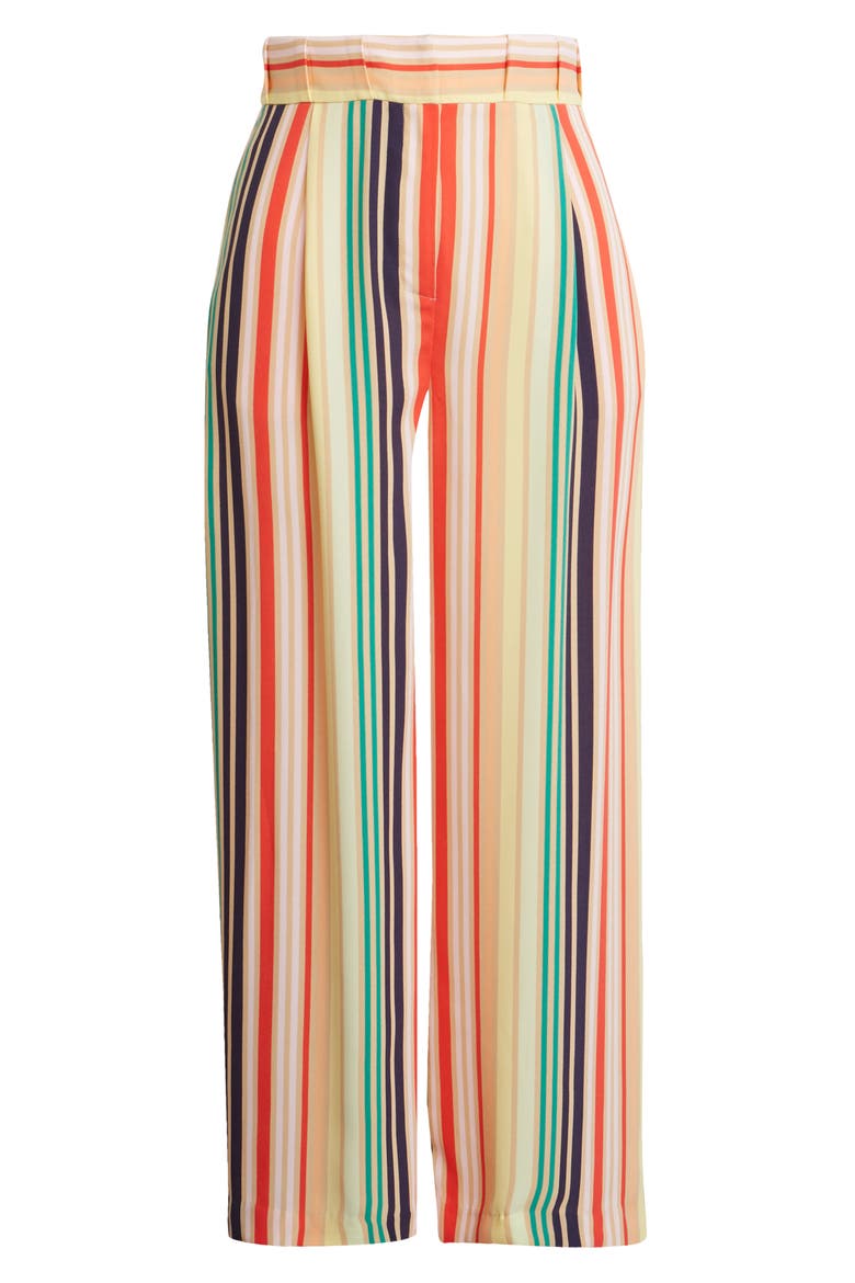 x Atlantic-Pacific Pleat Detail Print Pants, Main, color, NAVY MULTI STRIPE