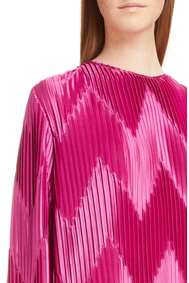 Zigzag Pleated Jersey Dress, Alternate, color, FUCSHIA ORCHID PURPLE