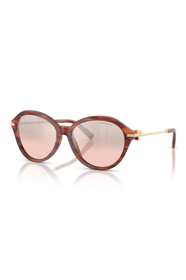 56mm Gradient Round Sunglasses, Alternate, color, RUBY STRIPED HAVANA / PINK