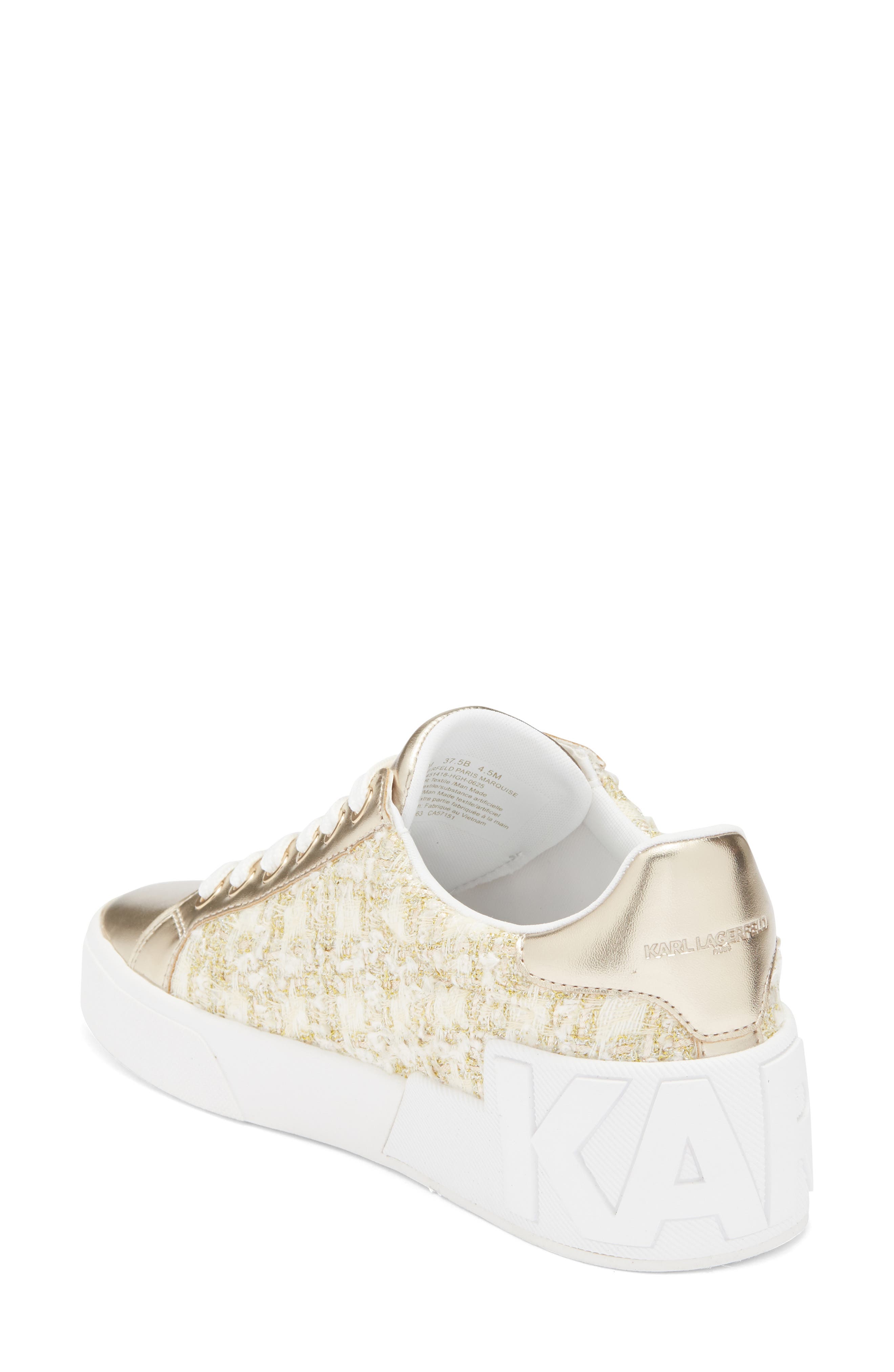 KARL LAGERFELD PARIS Marquise Lace-Up Sneaker, Alternate, color, Cream/ Gold