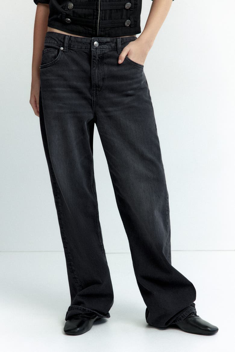 Straight High-Waist Jeans, Alternate, color, Denim black