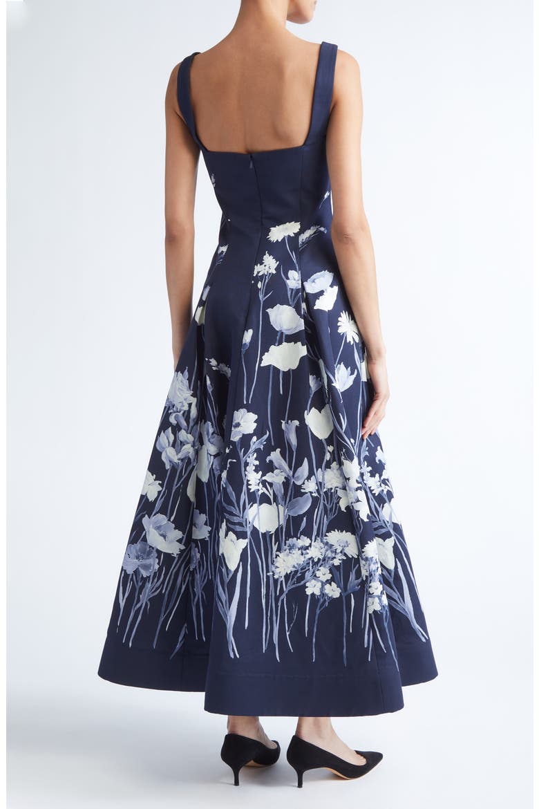 Floral Faille Fit & Flare Dress, Alternate, color, NAVY MULTI