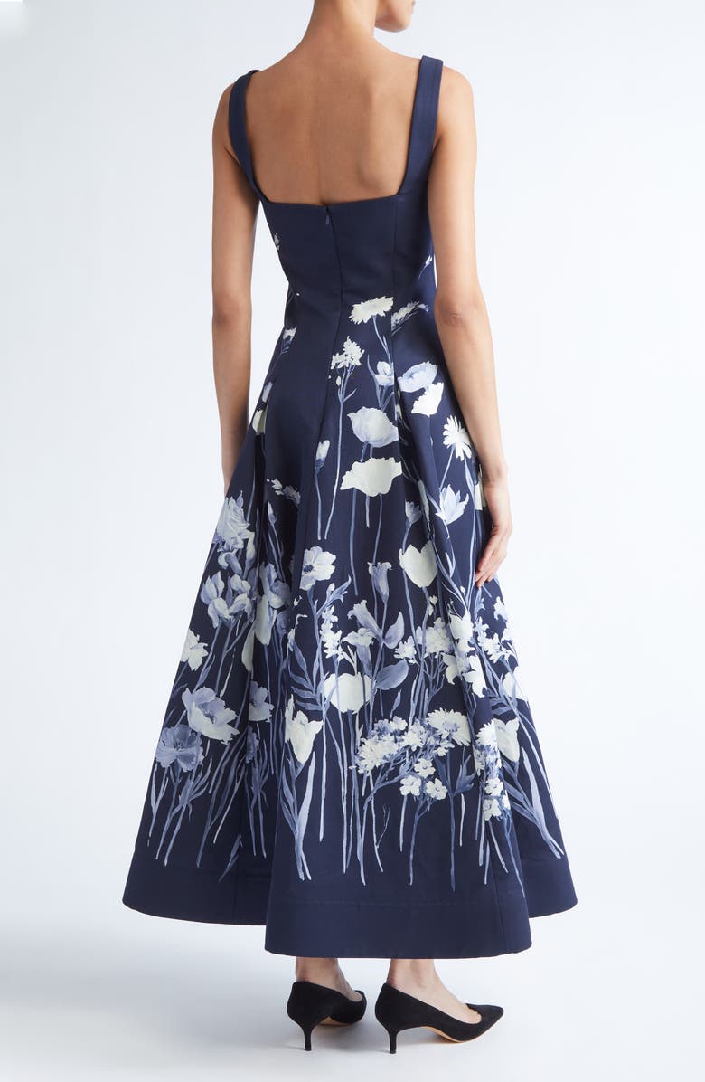 Lela Rose Floral Faille Fit & Flare Dress, Alternate, color, Navy Multi