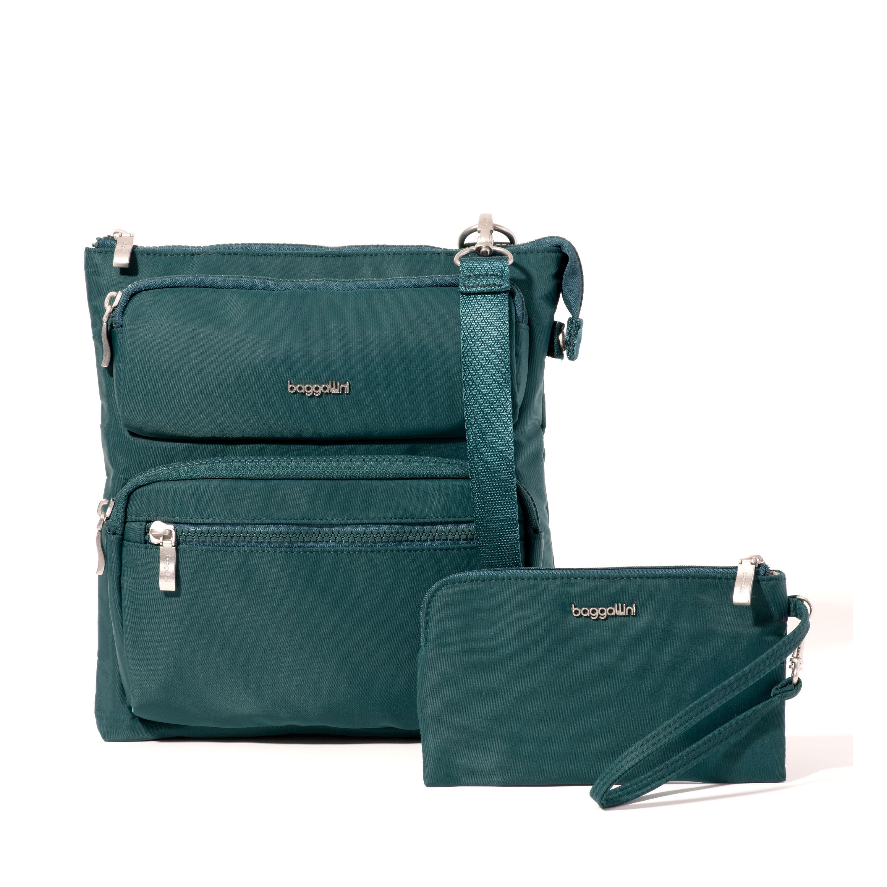 Nolita Crossbody Bag with RFID Wristlet, Main, color, EMERALD TWILL