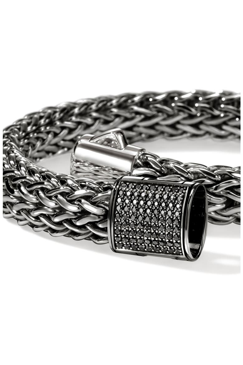 Icon Bracelet, Sterling Silver, Pavé, 10.5mm, Alternate, color, DARKENED SILVER/BLACK SAPPHIRE