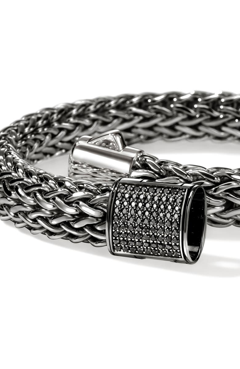 John Hardy Icon Bracelet, Sterling Silver, Pavé, 10.5mm, Alternate, color, Darkened Silver/Black Sapphire
