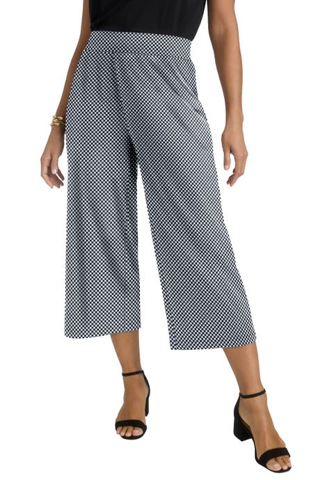 Stretch Knit Wide Leg Crop Pant (Plus)