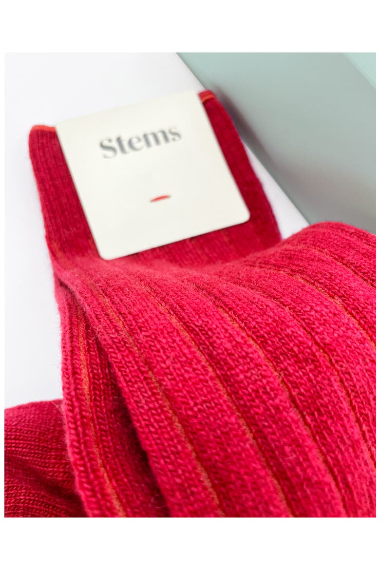 Luxe Merino Wool & Cashmere Blend Crew Socks, Alternate, color, RED