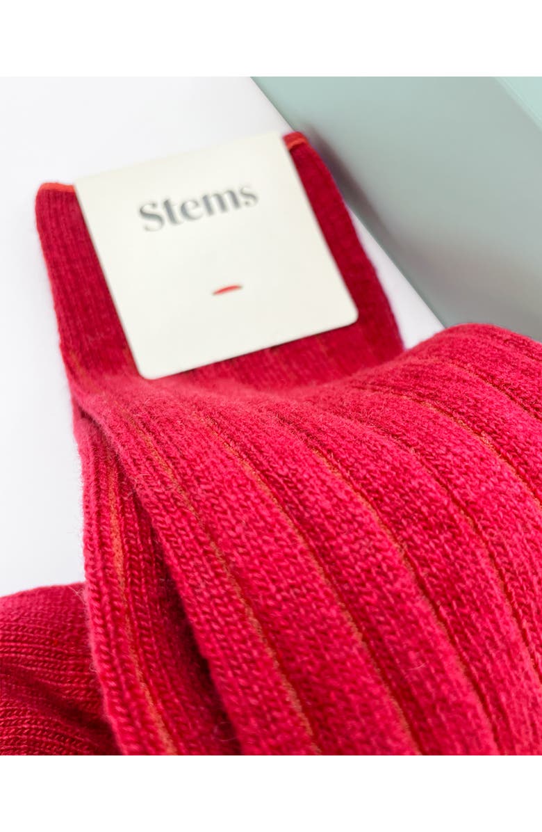 Stems Luxe Merino Wool & Cashmere Blend Crew Socks, Alternate, color, Red