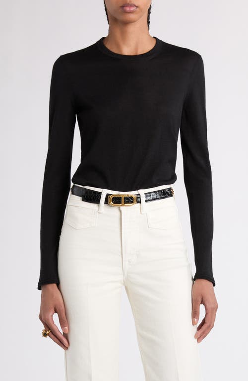 Tom Ford Fine Gauge Cashmere & Silk Crewneck Sweater In Lb999 Black