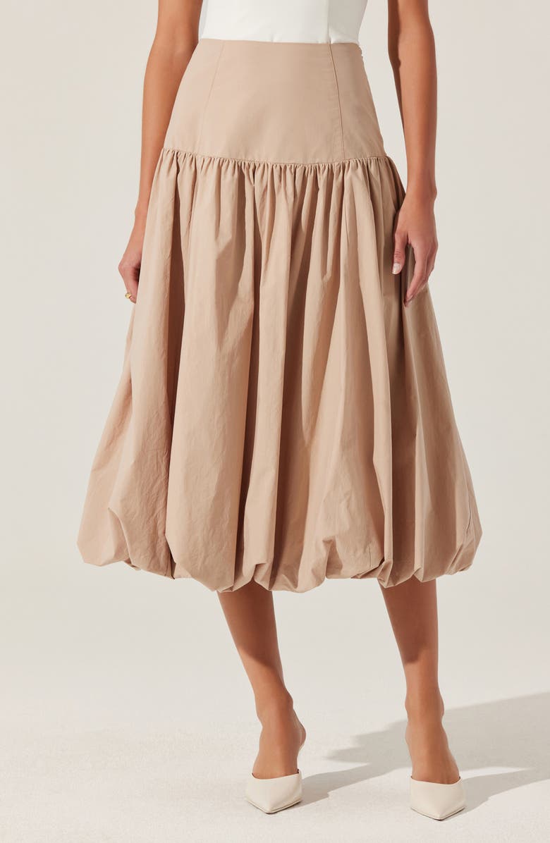 ASTR the Label Laryn Bubble Hem Cotton Midi Skirt, Alternate, color, 