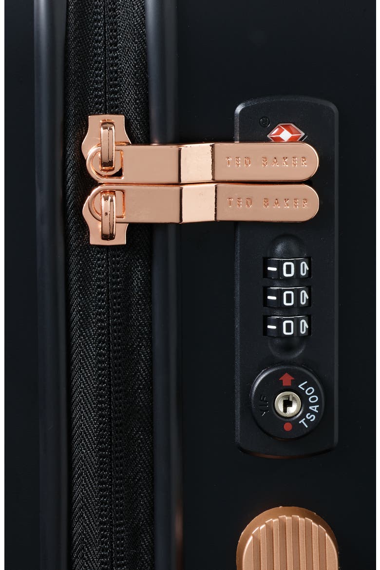 Small Beau 22-Inch Bow Embossed Four-Wheel Trolley Suitcase, Alternate, color, BLACK