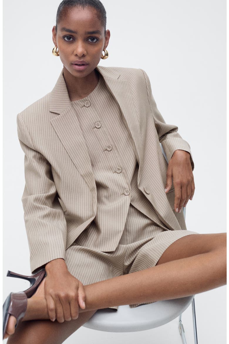 Vivian Pinstripe Blazer, Alternate, color, MEDIUM BROWN