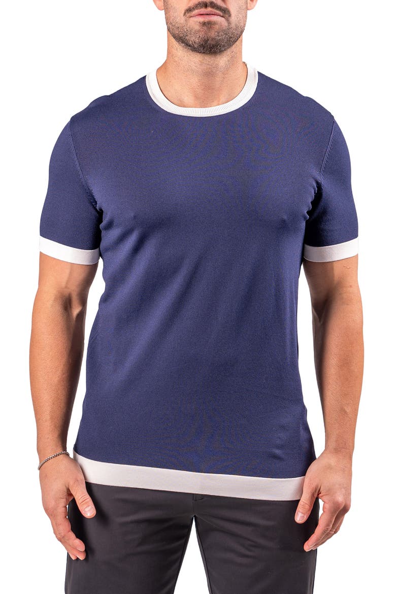 Short Sleeve Ringer Sweater, Main, color, BLUE