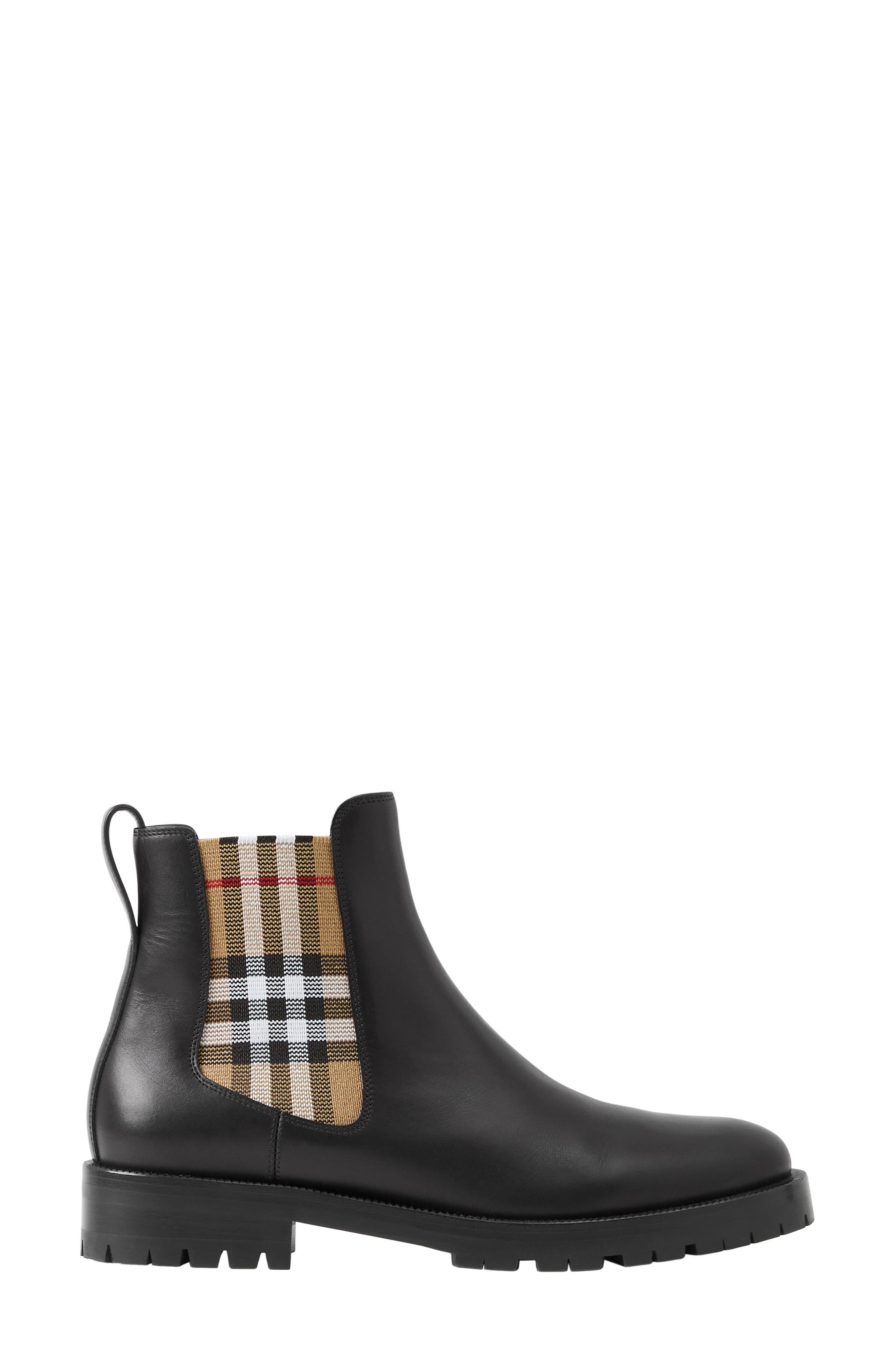 Burberry Allostock Check Chelsea Boot, Main, color, Black