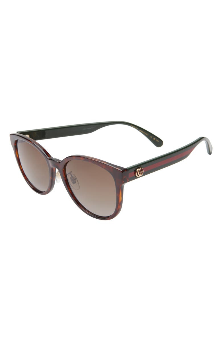 Gucci 56mm Round Sunglasses, Alternate, color, Dark Havana/ Brown Gradient