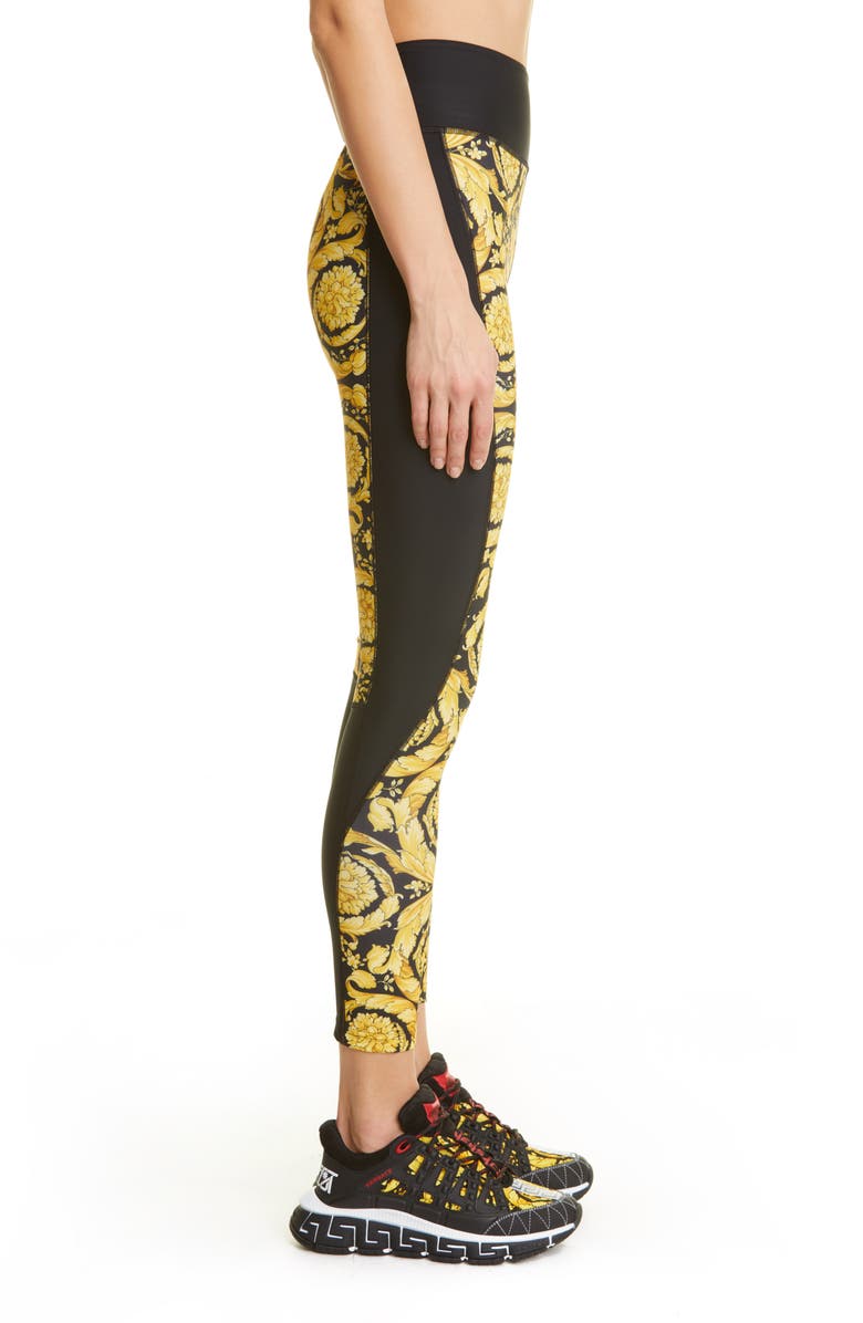 Versace Barocco Print High Waist Leggings, Alternate, color, 