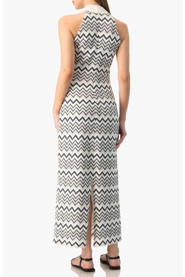 Zigzag Knit Halter Neck Sleeveless Midi Dress, Alternate, color, White