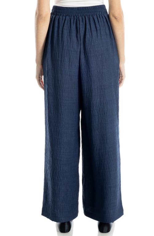 Max Studio Textured Woven Wide Leg Pants In Blue
