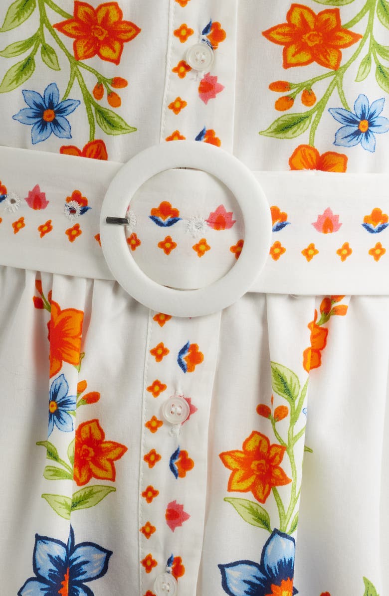 Eliza J Floral Print Poplin Dress, Alternate, color, Ivory Mult