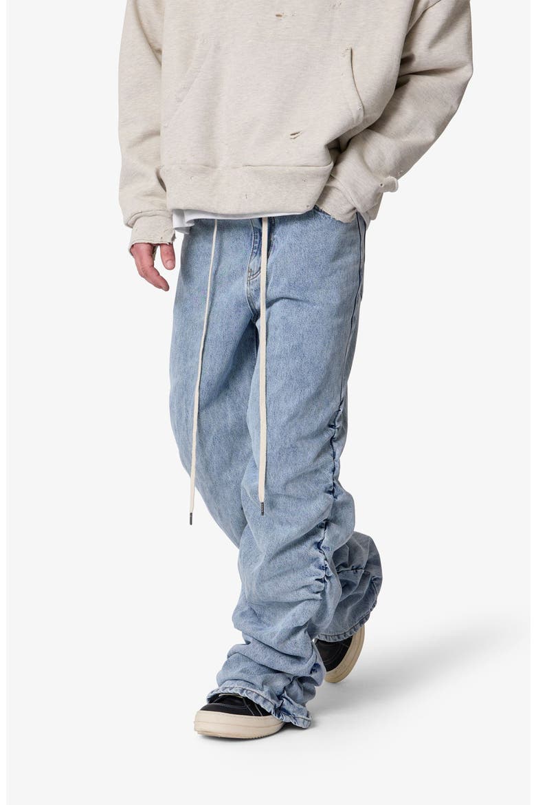 Ruched Denim Wide Leg Jeans, Alternate, color, LIGHT BLUE