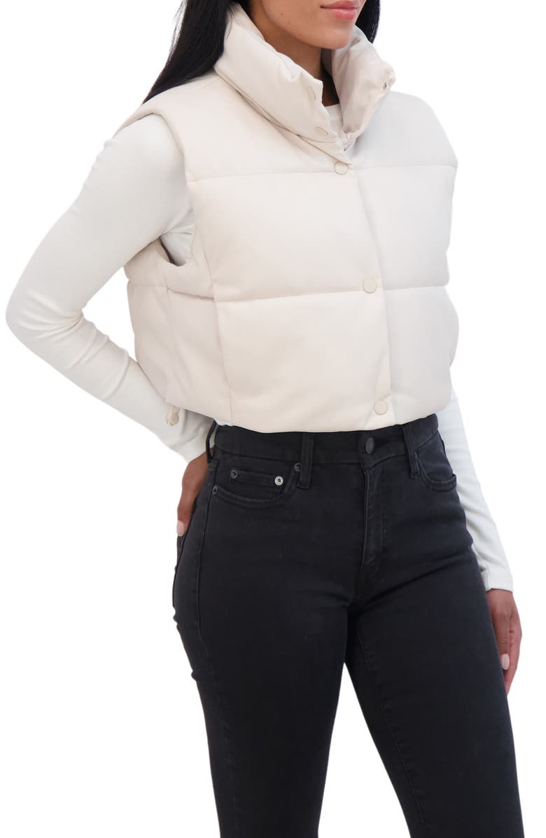 Sebby Crop Faux Leather Vest, Alternate, color, Ivory
