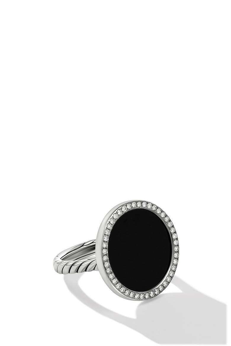 DY Elements Ring with Pavé Diamonds, Main, color, SILVER PAVE/ BLACK ONYX