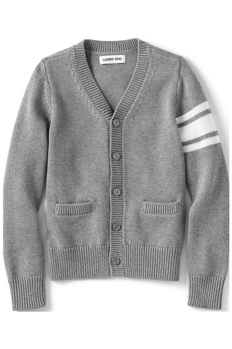 School Uniform Kids Legacy Varsity Cardigan, Alternate, color, Varsity Stripe/Pewter Heather