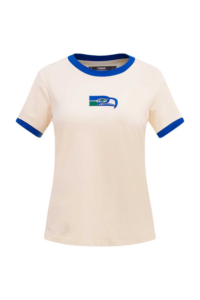 Women's Pro Standard Cream Seattle Seahawks Retro Classic Ringer T-Shirt, Alternate, color, Cream