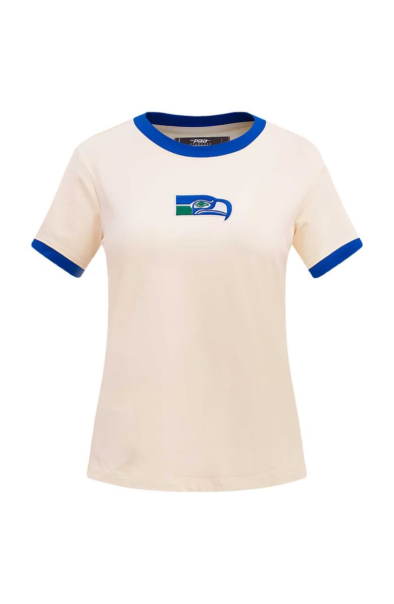 PRO STANDARD Women's Pro Standard Cream Seattle Seahawks Retro Classic Ringer T-Shirt, Alternate, color, 