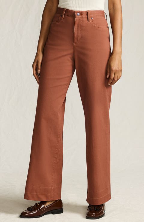 Lands' End High Rise 5 Pocket Wide Leg Chino Pants