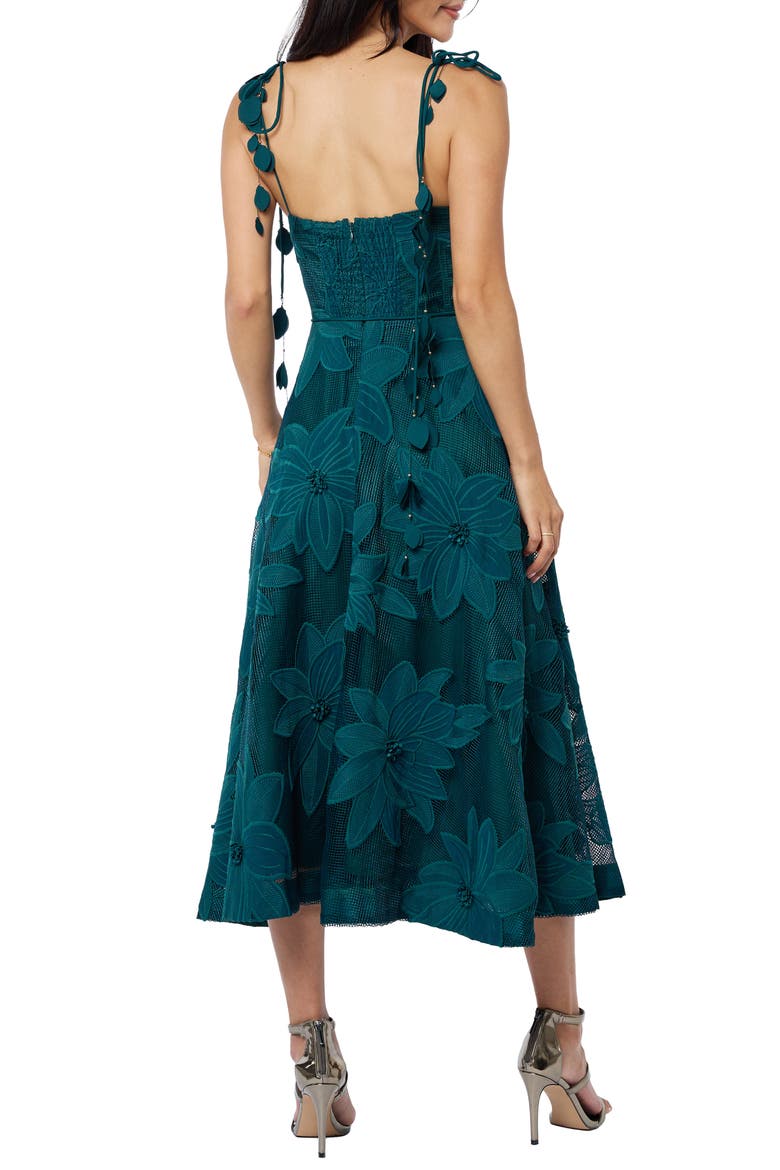 Emilia Bustier Lace Midi Cocktail Dress, Alternate, color, FOREST