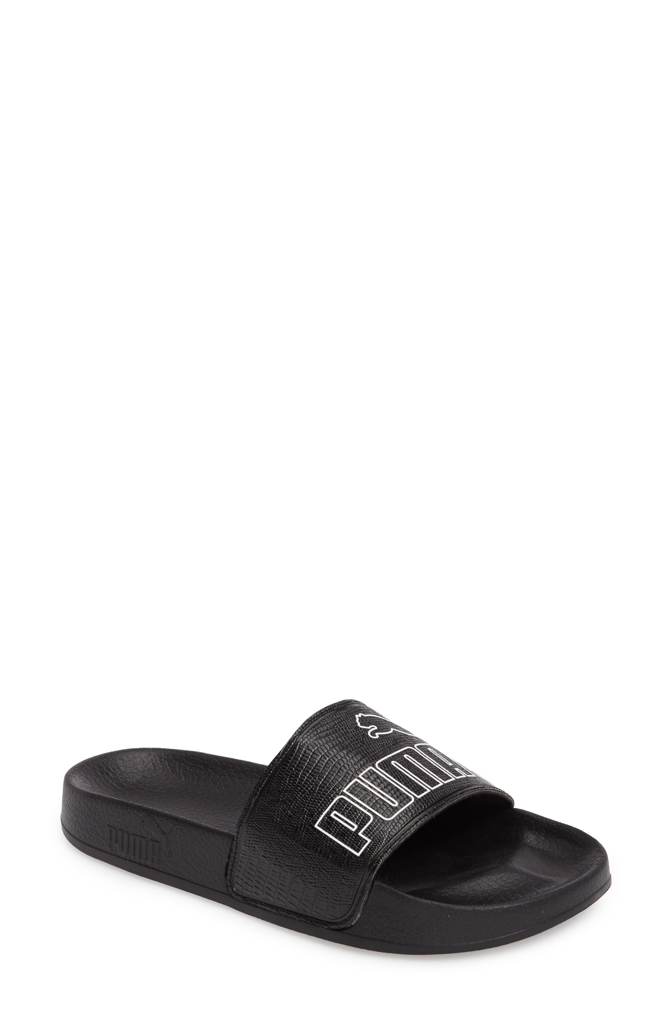 Leadcat Logo Slide Sandal, Main, color, BLACK/ WHITE