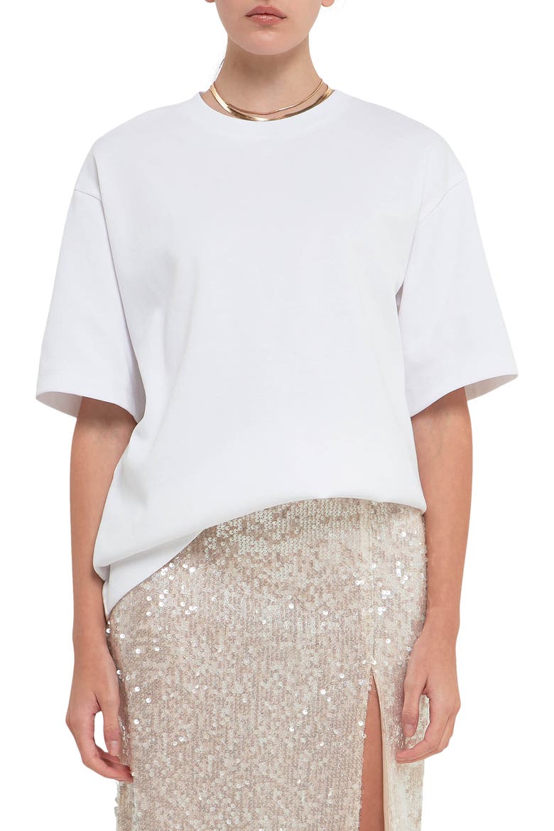 Boxy Cotton Blend T-Shirt, Main, color, WHITE