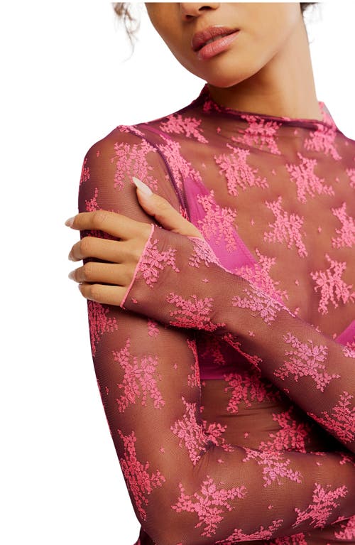 Free People Two-tone Lady Lux Sheer Mesh Top In Pink