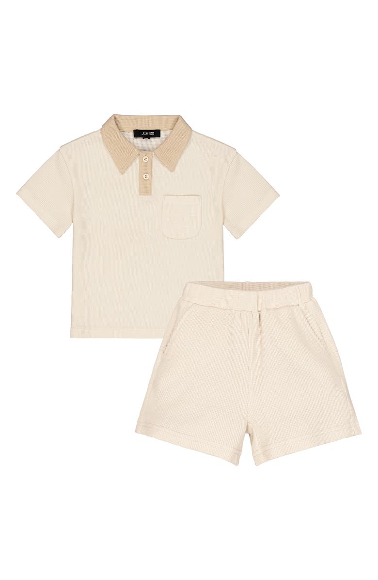 Joe's Jeans Kids' Waffle Knit Polo & Shorts Set, Main, color, Beige