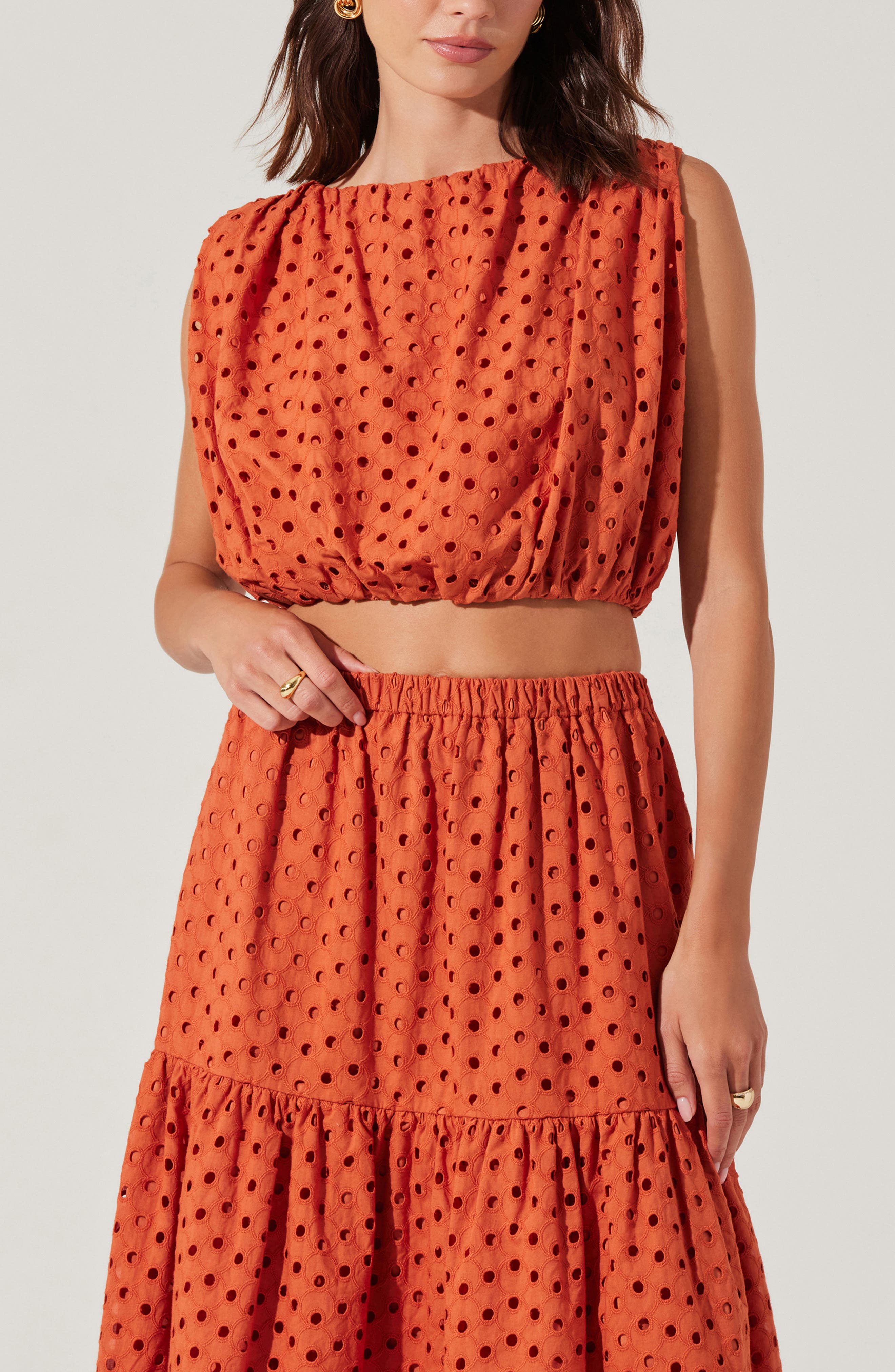 ASTR the Label Nalley Sleeveless Eyelet Top